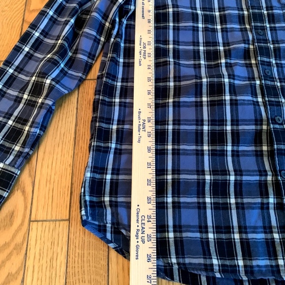 American Eagle Shirt Men's XL Blue Plaid Long Sleeve Button down Slim Fit Cotton - Picture 2 of 10